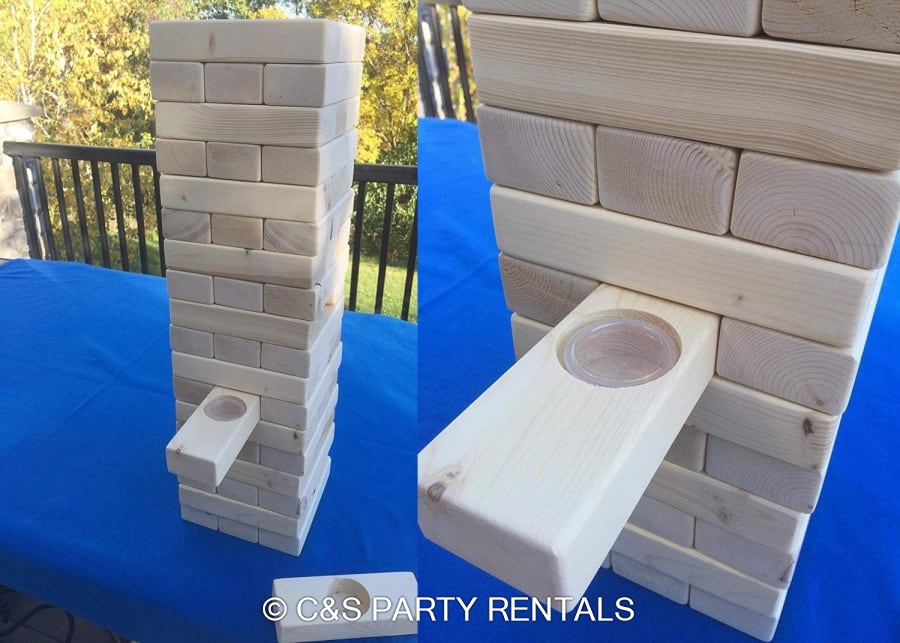 Game Giant Drunk Jenga Tipsy Tower ADULTS ONLY Party Rentals Bounce Houses Tables Chairs 